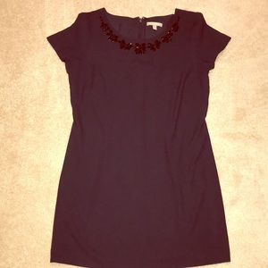 Navy Blue Detailed Sheath Dress